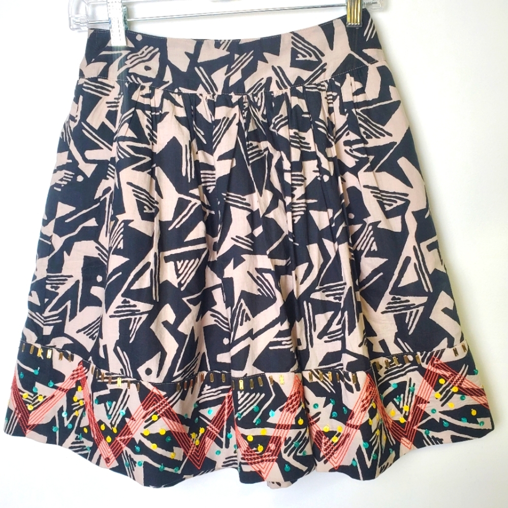 Anthropologie Odille Cotton Skirt Sequined